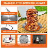Al Pastor Skewer for Grill, Stainless Steel Vertical Skewer, Brazilian Vertical Spit Stand with 3 Removable Spikes(8”/10"/12”)& Brushes, for Tacos Al Pastor, Shawarma Kebabs Smoker Oven BBQ Dishes yaokvide