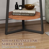 Gadroad Round End Table with Storage Shelf, 2 Tier Farmhouse Side Table Nightstand for Living Room, Bedroom, Wood Tabletop & Black Metal Frame, Brown 15.7 * 15.7 * 23.0inches Gadroad