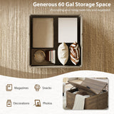 LINLUX Modern Farmhouse Coffee Table with Storage, Large Square Storage Coffee Tables, Rustic Wood Center Table with Flip-Top, Metal Corners, Brown LINLUX