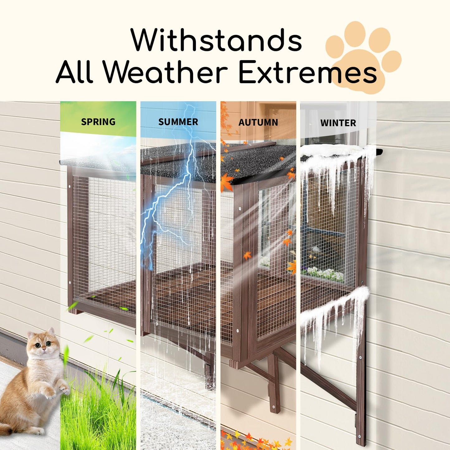 Cat Catio Window Catio for Indoor Cats Expandable Cat Window Perch with Outdoor View Window Box for Multiple Cats for Viewing,Sunbathing,Relaxing,Playing,Lounging, Sleeping,Enjoying Scenery