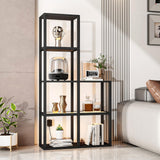 VILICK Display Shelf with LED Light Standing Floor Lamp with Glass Storage Shelves for Collectibles, 5 Tier Tall Corner Shelf Open Curio Cabinet for Living Room, Bedroom, Office, Home Decor VILICK