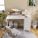 Lufeiya Small White Desk with Drawers - 40 Inch Kids Girls Teen Cute Study Desk for Bedroom Work, Computer Writing Table Desks with Fabric Drawer for Small Spaces Home Office Lufeiya