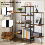 Shinoske 4-Tier Bookshelf,Small Triple Wide Bookcase for Books,CDs,Movies,Display Shelf with 10 Open Shelves for Living Room,Home Office,Balcony,Rustic Brown Shinoske