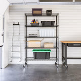 Seville Classics UltraDurable Heavy Duty NSF Solid Steel Wire Rack Storage Unit, Organizer for Garage, Warehouse, Office, Restaurant, Classroom, Kitchen, Black, 5-Tier Shelving, 48" W x 18" D Seville Classics