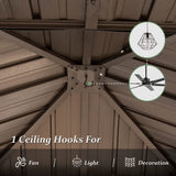 Domi 12x12 ft Wood Gazebo, Cedar Wood Frame Hardtop Gazebo with Galvanized Steel Double Roof, Outdoor Gazebo with Netting and Curtains, Patio Gazebo Pergola Pavilion for Patio, Backyard, Deck, Lawns domi outdoor living