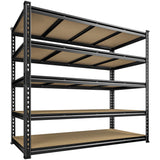 DurayLoly 55" W Storage Shelves, 2550LBS Garage Shelving Heavy Duty, 5-Tier Heavy Duty Shelving, Adjustable Metal Shelving Unit for Garage, Warehouse, Pantry, Kitchen, 55" W × 24" D × 72" H, Black DurayLoly