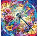 xackcme Dragonfly Paint by Numbers for Adults - Stained Glass Paint by Number on Canvas Without Frame, DIY Oil Painting for Gift Home Wall Decor (16x16 inch) xackcme