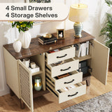 Tribesigns 4 Drawer Dresser, 47.2-Inch Farmhouse Chest of Drawer with 4-Tier Storage Shelves, Wood Dresser Organizer Cabinet for Bedroom Living Room Tribesigns