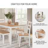 Signature Design by Ashley Gesthaven Modern Dining Table with 4 Chairs and Bench, Set of 6, White & Light Brown Signature Design by Ashley