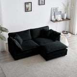 GNIXUU Deep Seat Sectional Sofa, Comfy Cloud Couch Loveseat with Ottoman, 76.7" Modern Chenille Upholstered Modular Sofa L Shaped Couch for Living Room, Apartment, Studio, Office(Black). GNIXUU