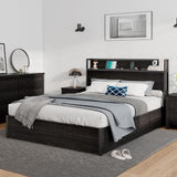 LUXOAK Queen Size Black Lift Up Storage Bed with Charging Headboard and Easy Assembly LUXOAK