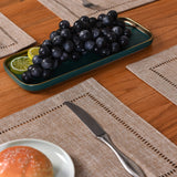 Tosewever Set of 4 Decorative Linen Placemats 12 x 18 Inches, Farmhouse Style Table Mats for Everyday Dining Wedding Party Holiday Home Decor (4 Pieces 12 x 18”, Light Coffee/Straight) Tosewever