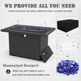 Vakollia Outdoor Aluminum Furniture Set with Fire Pit Table - 5 Pieces Modern Patio Conversation Sets Metal Sectional Sofa Set Vakollia