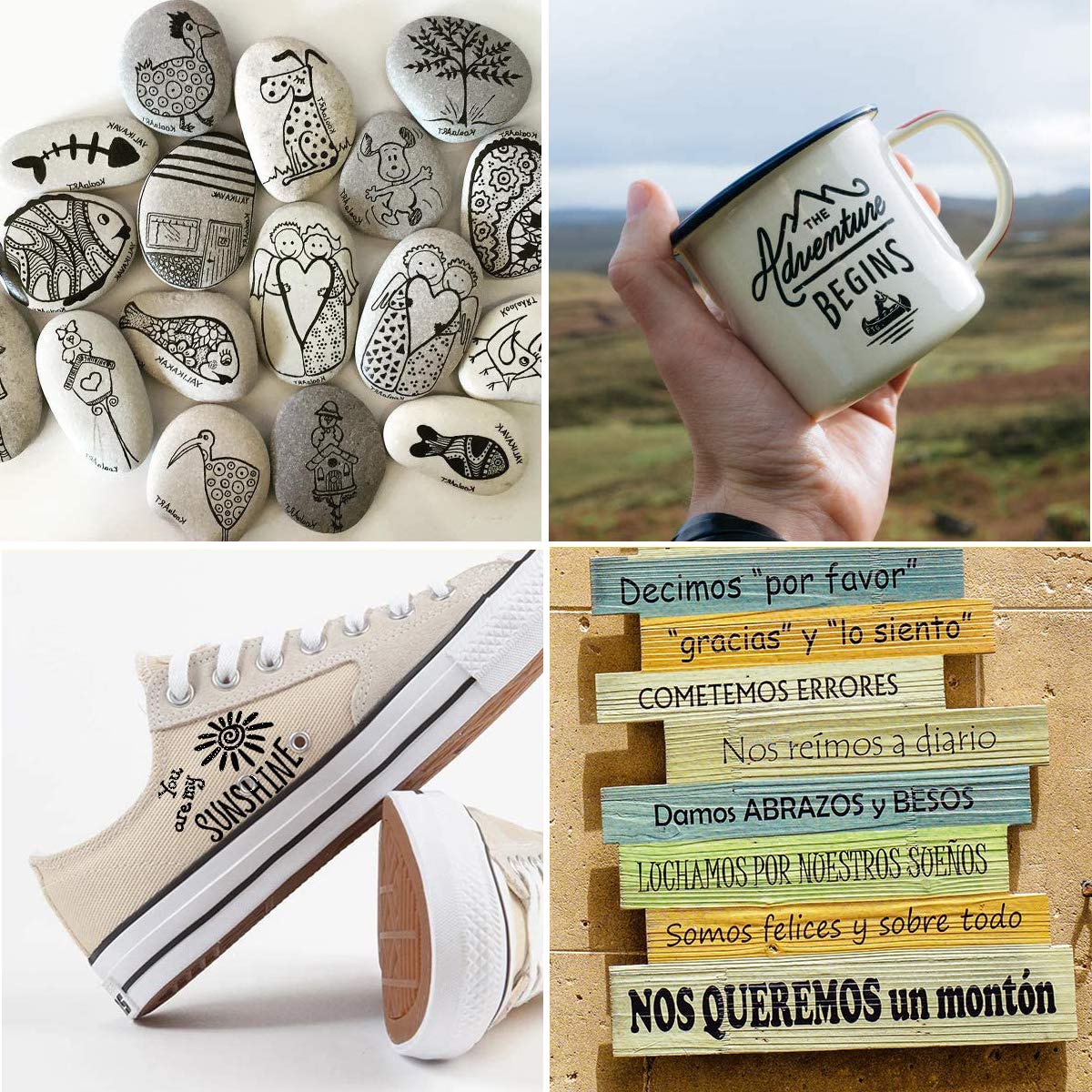 Black Paint Markers Pens - Single color 6 Pack Permanent Oil Based Paint Pen, Medium Tip, Quick Dry and Waterproof Marker for Rock, Wood, Fabric, Plastic, Canvas, Glass, Mugs, Canvas, Glass Overseas