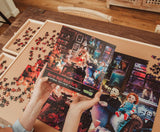 Horror Night Watch Party 1000-Piece Jigsaw Puzzle by Rachid Lotf | Brain Teaser for Adults, Educational Developmental Toys & Games, Building Kit Activities to Encourage Creative Play | 28 x 20 Inches Toynk