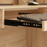 ECACAD Oak & White Reception Desk with Keyboard Tray, Retail Counter with Cabinet, Checkout Counter Table for Office Clinic Retail Lobby Salon ECACAD