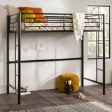 Walker Edison Timothee Urban Industrial Metal Twin over Loft Bunk Bed, Twin Size, Black Walker Edison