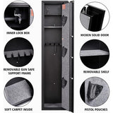 Marcree Biometric Rifle Gun Safe, Quick Access 5-6 Long Gun Safes with Removable Shelf, Gun Cabinets for Home Rifles and 3 Pistols with Mute Function, Inner Lock Box, Anti-Theft Alarm System Marcree