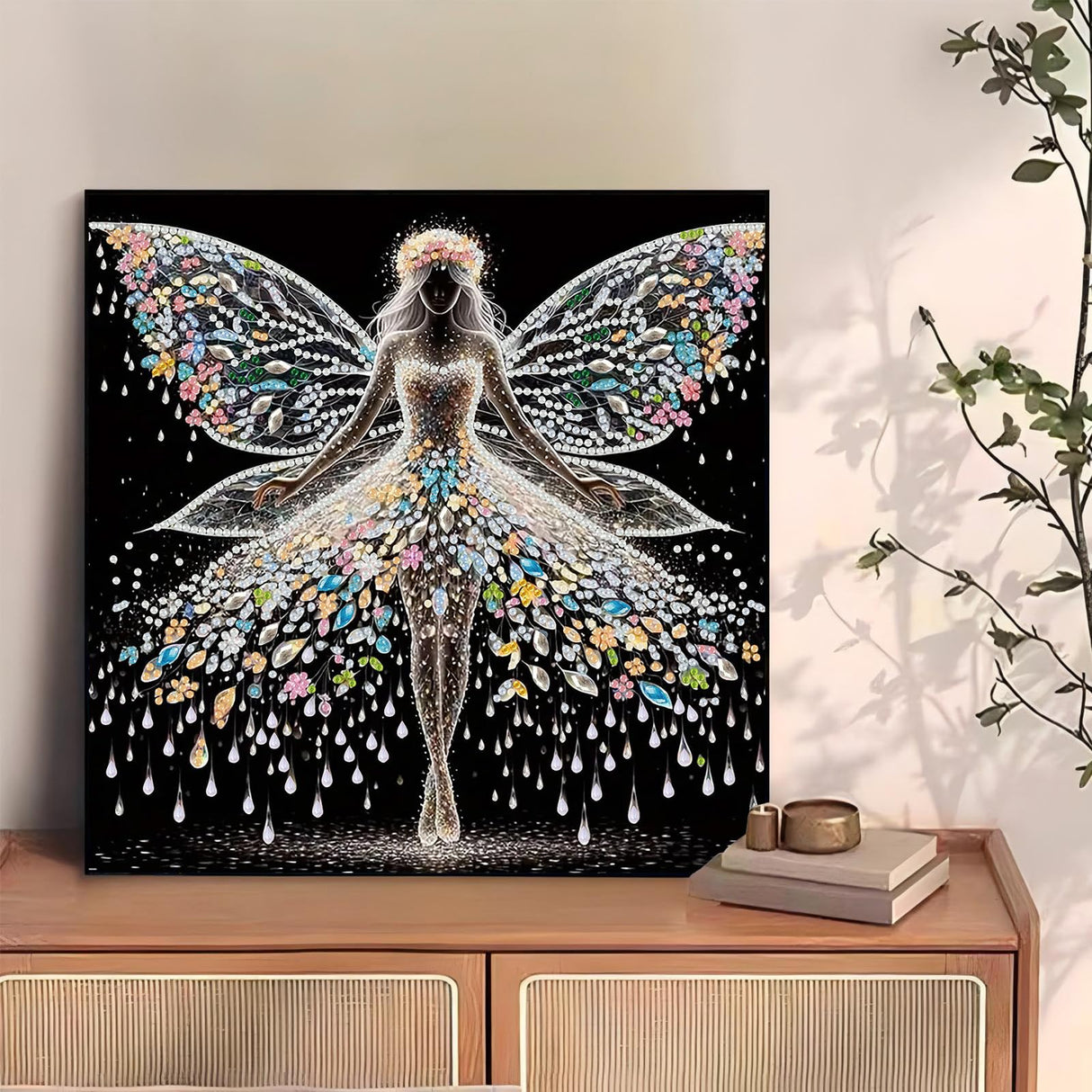 Ceiomez Fairy Diamond Painting Kit for Adults, Butterfly Fairy Diamond Art Kits, DIY Special Shape Crystal Rhinestones Diamonds Gem Art Kits for Adults for Home Decoration Gifts 12x12inch Ceiomez