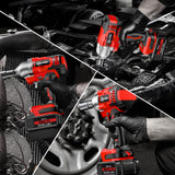SILVEL Cordless Impact Wrench, MAX 650N.M Brushless Impact Gun 1/2 inch, 4.0Ah Battery, 6 Sockets, 3300RPM Impact Driver wih Fast Charger SILVEL