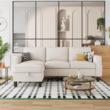 ZeeFu Convertible Sectional Sofa Couch: Beige 3 Seat L-Shaped Sectional Sofa Couches with Storage Ottoman - Modern Linen Fabric Small Sofa Couch Set for Living Room Office Small Space Apartment ZeeFu