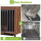 GUTINNEEN Dog Crate Furniture Foldable Dog Kennel for Small Medium Dogs Large Solid Wood Dog House with Bowl Heavy Duty Dog Cage End Table (Dark Brown) GUTINNEEN