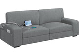 Yaheetech 83.5" W Modern Sofa Couch Corduroy Fabric Sofa with USB Charging Ports & Side Storage Pockets for Living Room Apartment, Dark Gray Yaheetech