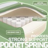 Vonesse Gaming Chair, Computer Chair Fabric with Pocket Spring Cushion, Office Chair with Footrest and Massage Lumbar Support, Reclining Gaming Chairs for Adults 250LBS (Green) Vonesse