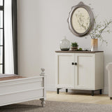 FENSULN Buffet Sideboard Cabinet Farmhouse Modern Storage Cabinet with Adjustable Shelves for Kitchen, Coffee Bar, Living Room, White FENSULN