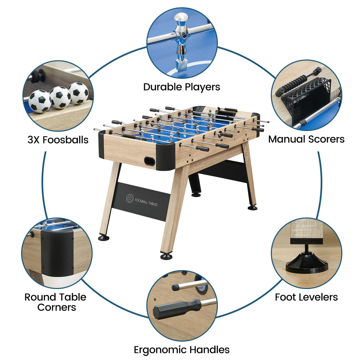 IDEALHOUSE 54 Inch Full Size Foosball Table, Soccer Table Game for Kids and Adults, Arcade Table Soccer for Home, Indoor Game Room Sport, Easy Assembly. IDEALHOUSE
