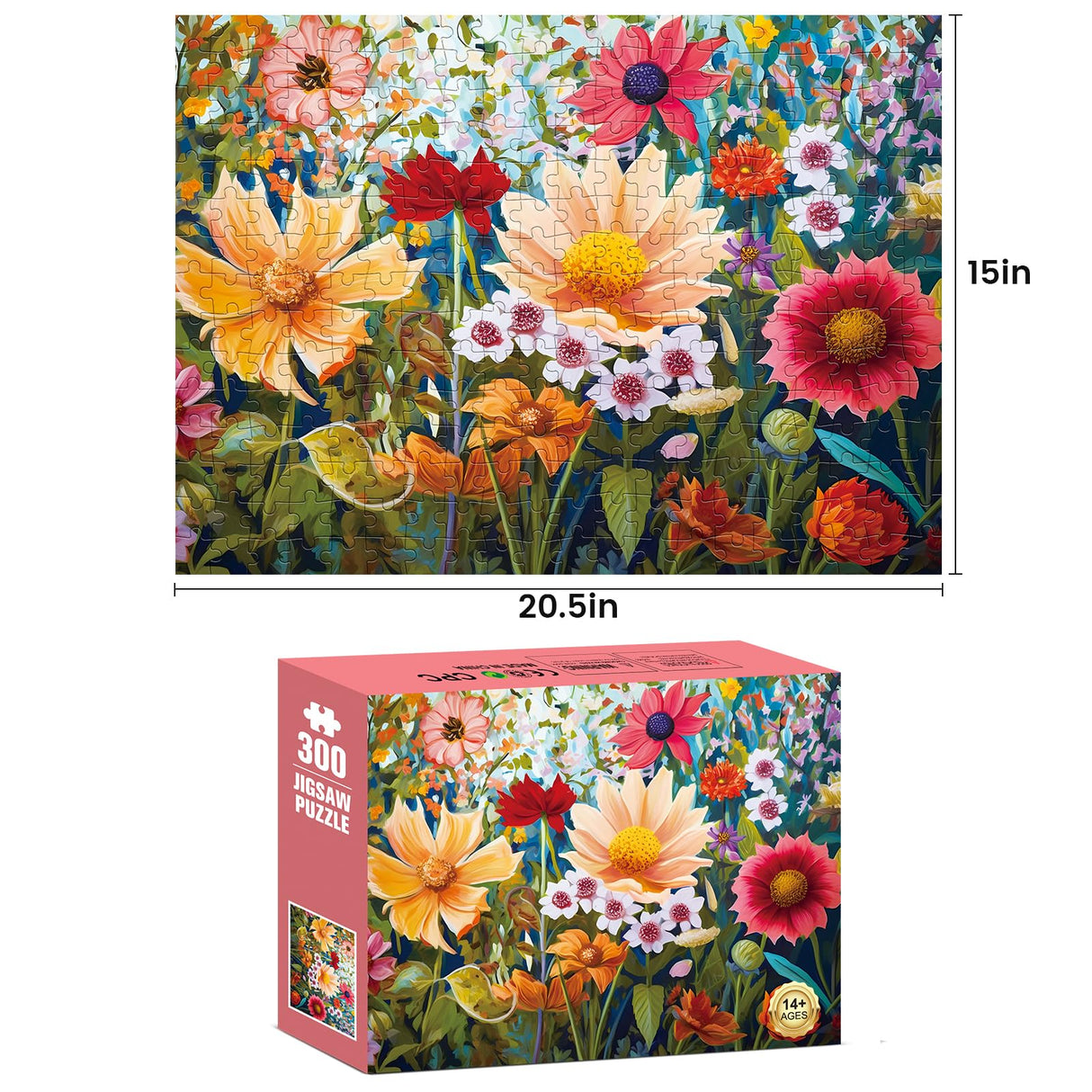 Jigsaw Puzzles 300 Pieces for Adults, 300 Pieces Flower Puzzle Recycled Cardboard Paper Puzzles Coolest Challenging Puzzles for Kids Adults Elderly 20.5 * 15IN WSCXSC