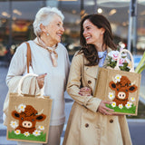 PUNICA Punch Needle Kits for Beginners with Highland Cow Pattern - Burlap Tote Bag for Adults & Kids, DIY Embroidery Starter Kit | Easy Craft Gifts (9x6.5x8.5 Inch) PUNICA