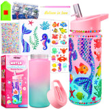 HIETIRA Decorate Your Own Water Bottle Kits for Girls - 4 5 6 7 8 Year Old Girl Gifts 4 5 6 7 8 9 Year Old Girl Birthday Gifts DIY Arts and Crafts for Kids Ages 6-8 Girls Mermaid Toys HIETIRA