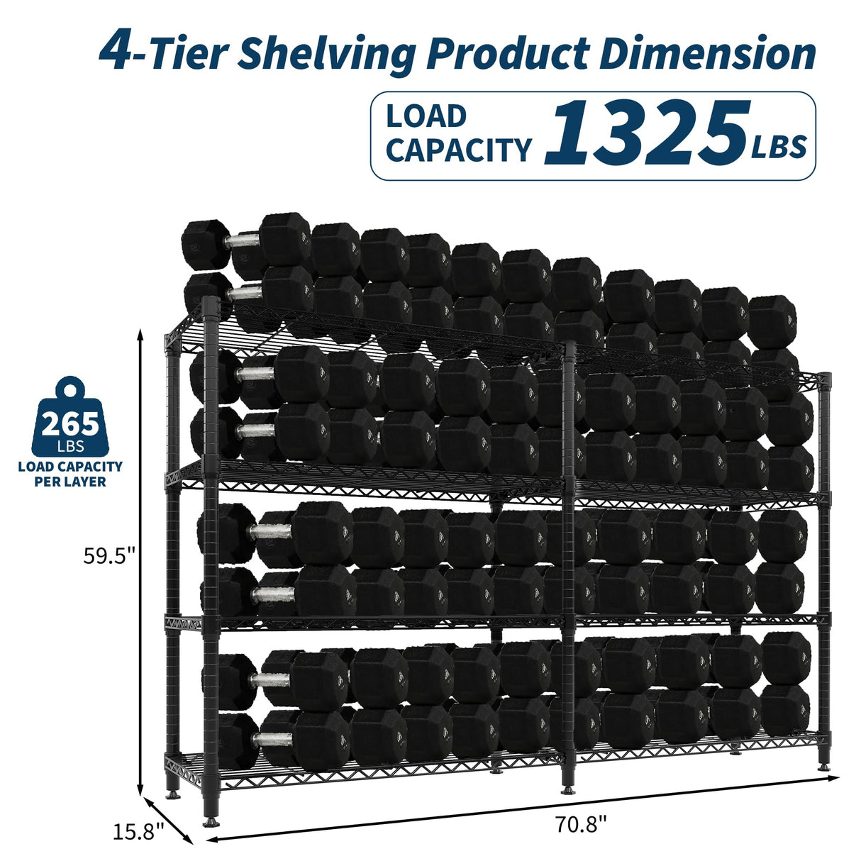 Tioutbot 59" H Storage Shelves 1000 LBS Metal Shelving, 70.8" Wide Wire Shelf 5-Tiers Storage Shelving Unit Heavy Duty, L-Shaped Wire Rack for Kitchen Office Pantry Garage Tioutbot