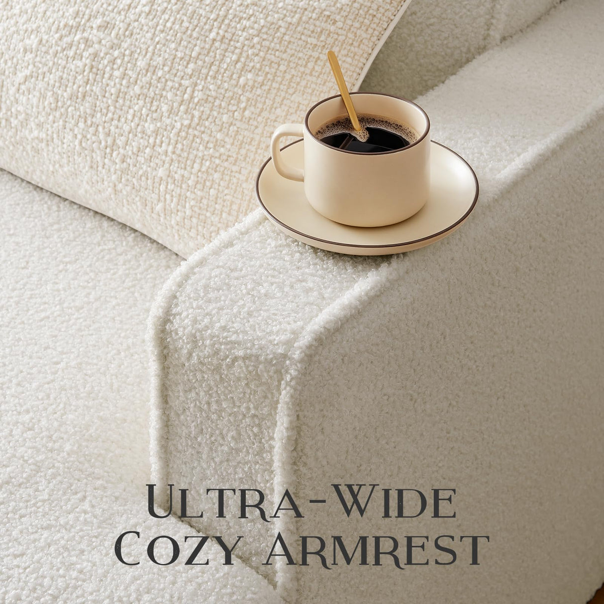 Zelimon Couches for Living Room, 82” Spacious Deep Seat Sofa for Living Room/Bedroom/Office/Apartment, Sofa Bed for Small Spaces, Detachable Futon Couch Cover, Easy to Install, Beige Teddy Fleece Zelimon