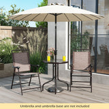 Goplus Bistro Table and Chairs Set of 2, Outdoor 3 Piece Patio Bistro Set with 1.57” Umbrella Hole, Tempered Glass Tabletop, 2 Folding Chairs, Small Patio Furniture Dining Set for Garden, Balcony Goplus