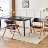 ALeesing Folding Chairs with Padded Seats, Wooden Folding Chairs Set of 2, 31" Stackable Folding Dining Chairs, Folding Extra Chair for Guests Kitchen, Bedroom, Living Room, Party Chairs, Wood Brown ALeesing