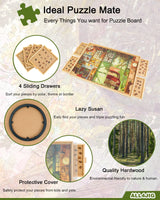 ALL4JIG 1000 Piece Rotating Puzzle Board with Drawers and Cover 22"x30"Portable Wooden Jigsaw Puzzle Table for Adults Portable,Lazy Susan Spinning Puzzle Boards ALL4JIG