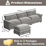 Furmax Modern Convertible Sofa L Shaped Couch, Fabric 4 Seat Sofa Set with Ottoman, Modular Sectional Sofa Couch, Sectional Couches for Living Room, Apartment (Light Grey) Furmax