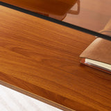 LumFurn Oval Glass Coffee Table, Mid-Century Modern Design, L41 x W21 x H17 inch, for Living Room, 2-Tier Structure, Amber Glass Top and Walnut Finish Wood Shelf, Conical Legs with Gold Finish Frame LumFurn