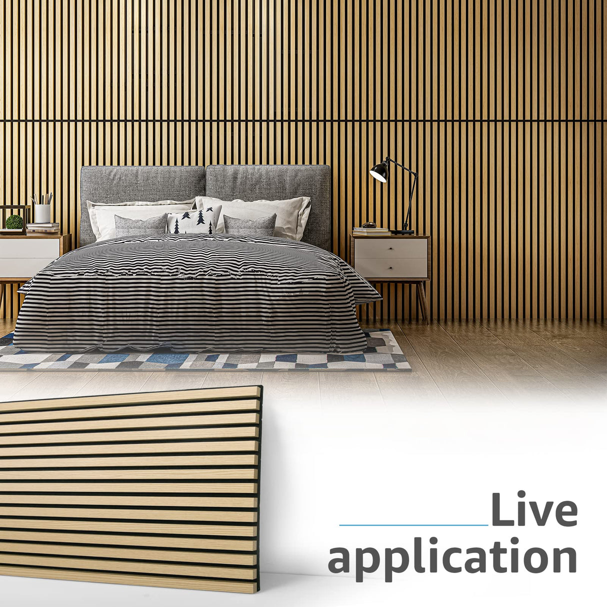 Art3d 2 Wood Slat Acoustic Panels for Wall and Ceiling - 3D Fluted Sound Absorbing Panel with Wood Finish - Oak Art3d