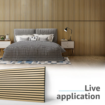 Art3d 2 Wood Slat Acoustic Panels for Wall and Ceiling - 3D Fluted Sound Absorbing Panel with Wood Finish - Oak - WoodArtSupply