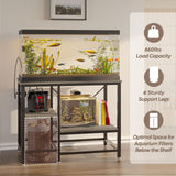 Becuddler 40-50 Gallon Fish Tank Stand with Charging Station, 36x19 Metal Aquarium Stand with 3-Tiers Adjustable Storage Shelves, 6-Legs Reptile Terrarium Stand, 660 LBs Becuddler