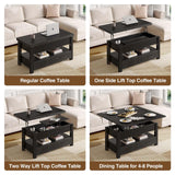 Rolanstar Coffee Table Lift Top, Multi-Function Convertible Coffee Table with Drawers and Hidden Compartment, Coffee Table Converts to Dining Table for Living Room, Home Office,Black Rolanstar