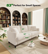 Welzona 83" Sofas for Living Room, Comfy Loveseat Sofa, Teddy Fleece Love Seat Couch, Tool-Free Setup Couches for Living Room, All-Wood Sofa Couch, Small Couch 2 Pillow Included, Beige Welzona