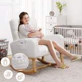 HCHAIRH Rocking Chair Nursery, Sherpa Nursing Rocking Armchair for Mom Nursery Morden Rocker Chair with High Backrest for Living Room,Bedroom,Teddy White HCHAIRH