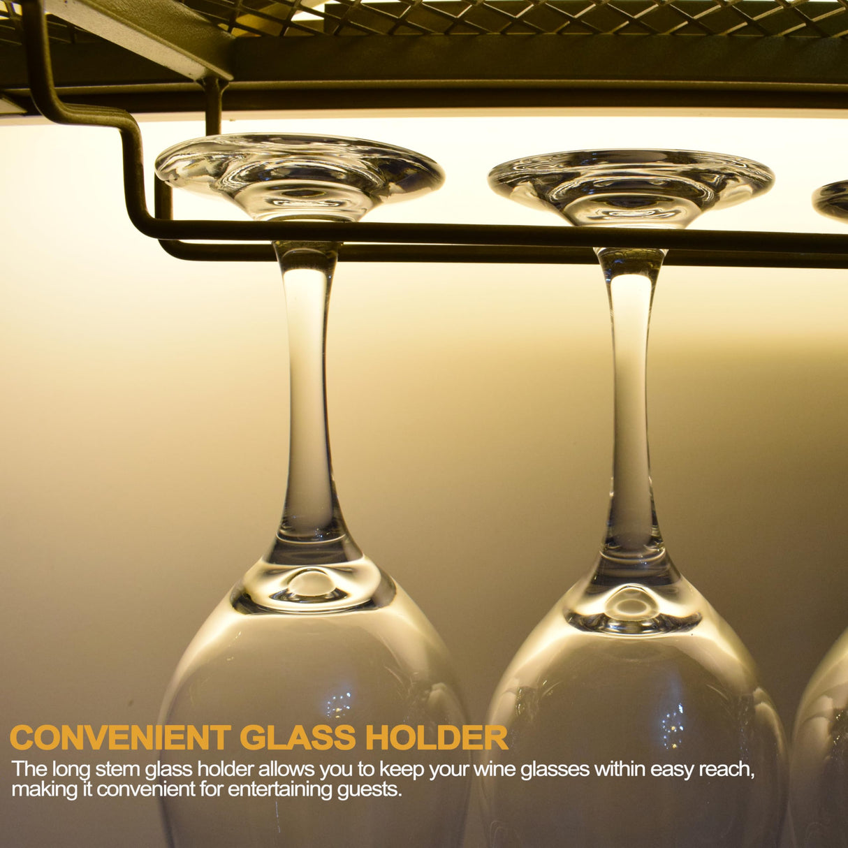 Liquor Bottles Bar Shelves Wall Mounted with LED Lighting Glass Holder, Wine Rack 3-Tiers Display Storage Organizer Hanging Long Stemware Goblet Metal for Home Cellar Black 47in Generic