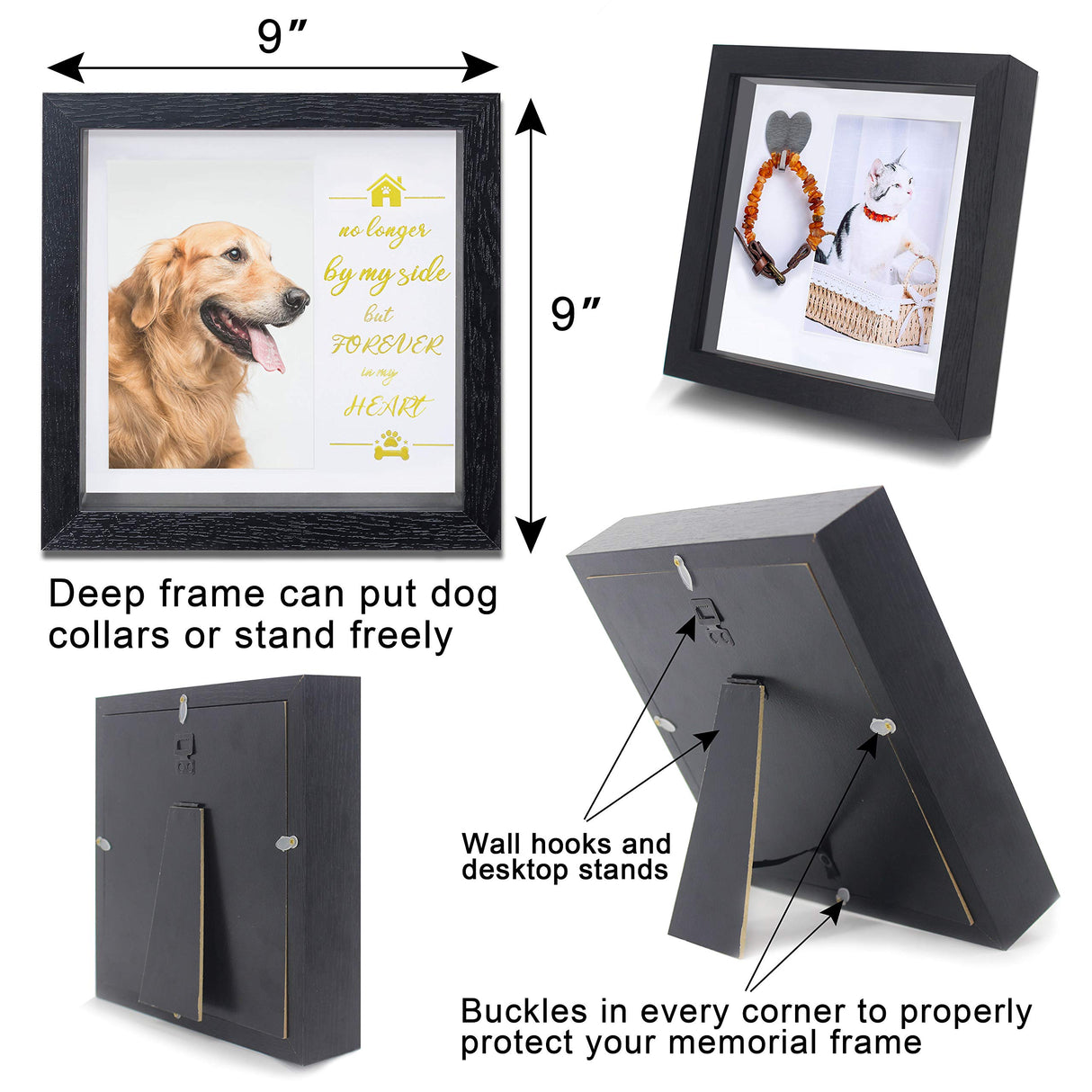 KCRasan Pet Picture Frame - Memorial Frame for Loss of Dog or Cat - Pet Collar Frame Remembrance Sympathy Keepsake KCRasan
