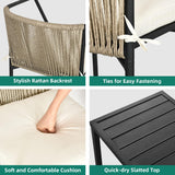 YITAHOME Wicker 3-Piece Outdoor Bistro Set, All-Weather Patio Conversation Set with Stackable Chairs & Table, Outdoor Sectional Furniture Set for Balcony, Backyard, Pool, Porch, Deck - Beige YITAHOME