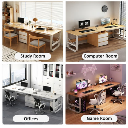 Generic 95″ Two Person Office Desk with 3 File Drawer,Large Computer Office Double Desk with Adjustable Feet Pads,Industrial Wood Modern Work Dual PC Table for Home Office,White, 94.48″ - WoodArtSupply